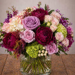 Velvet Peony Garden – Roses & Hydrangea Arrangement