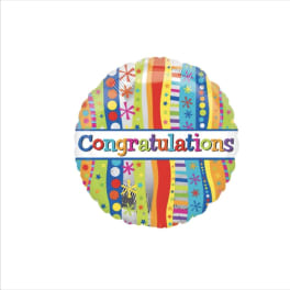 Colorful round balloon with the word Congratulations