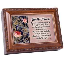 Framed memorial plaque with floral fabric panel and printed verse