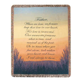 Fringed memorial throw blanket with a father remembrance poem
