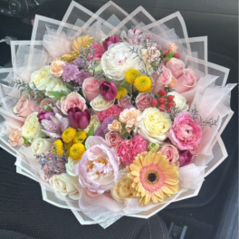 Spring Mixed Wrapped Bouquet