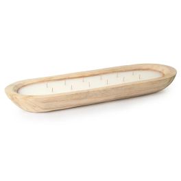 Long wooden candle holder with multiple wick openings