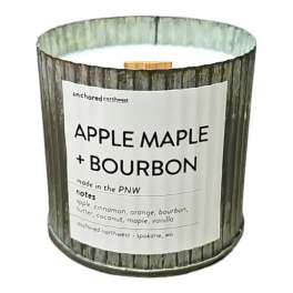 Apple Maple + Bourbon candle in a rustic metal tin