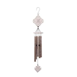 Decorative hanging wind chime with a faith plaque and metal tubes