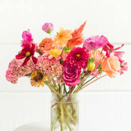 hot pink, peach and orange creation