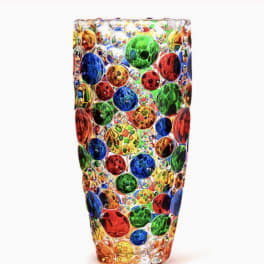 Vintage Bohemian Hand Painted Colored Glass Vase
