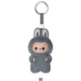 Gray plush character keychain with bunny ears