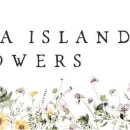 Amelia Island Flowers logo with a floral border
