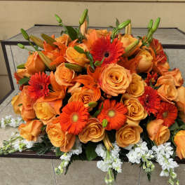 Orange Casket Spray
