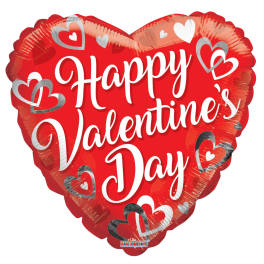 Happy Valentine's Day - White Hearts - Balloon