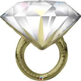 Diamond-shaped gold and silver foil balloon ring