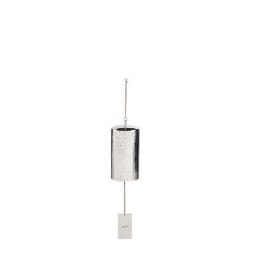 Silver hanging cylindrical lantern with a chain