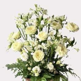 9 Peaceful White roses Basket
