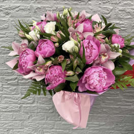 Mix flowers bouquet with peonies