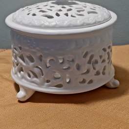 Pretty in White Carved Trinket Box