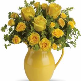 Sunny Day Pitcher of Roses