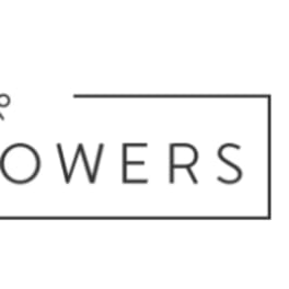 Woods Flowers logo with a simple floral branch icon