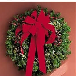 Wreath with Red Velvet Bow