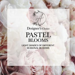 Pastel flower arrangement with pale pink and white blooms