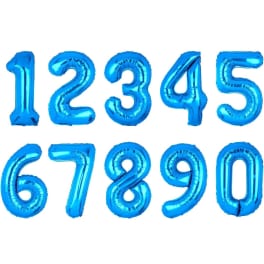 Helium filled BLUE number balloon