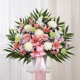 Heartfelt Sympathies Standing Basket- Pastel