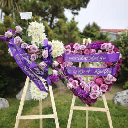 Memories of Joy Purple and white funeral set