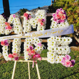 Custom Name Standing Funeral Spray