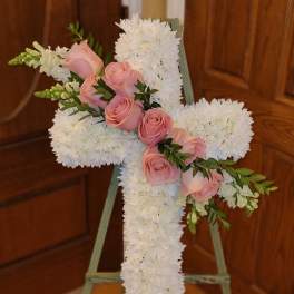 White and Pink Standing Cross