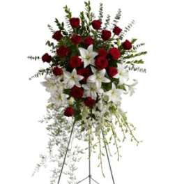 Orchids and Roses standing Spray