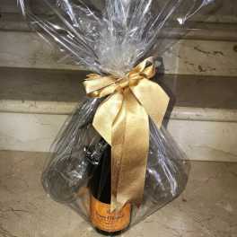 Champagne Bottle with 2 champagne glasses