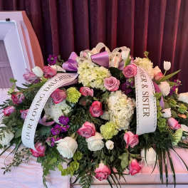 Lavender tribute casket
