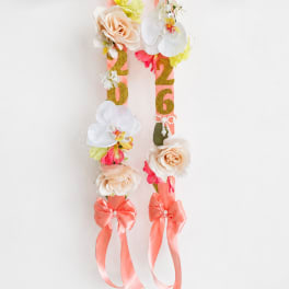 Coral & Gold 2026 Ribbon Lei