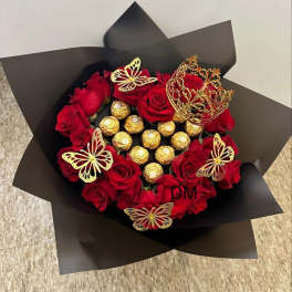 corona corazon y rosas