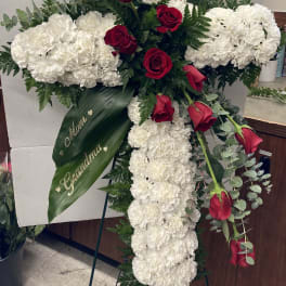 Dozen Rose White Cross