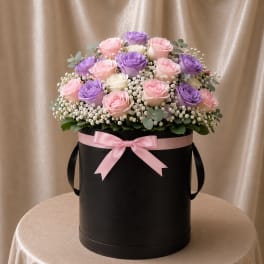 Pastel Garden Rose Hatbox – Tall