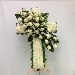 cruz funebre blanco puro
