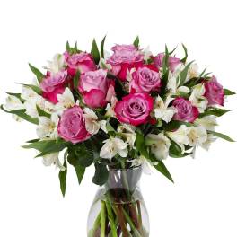 Lavender Rose & White Alstroemeria