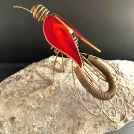 #A113 - Red Iridized Bird