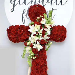 Red Cross with Lilies