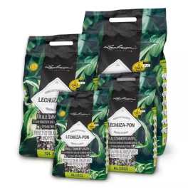 Four bags of LECHUZA-PON potting mix on a white background.