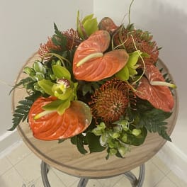 Three Arrangements 3. Tropical low compact centerpiece