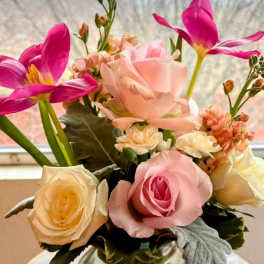 Orchid & Rose Pastel Arrangement – Same Day Delivery San Antonio