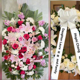 Pink and Red Funeral Standing Spray