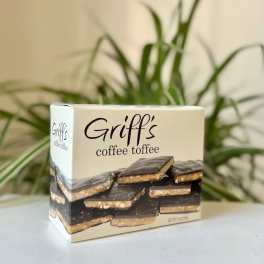 Box of coffee toffee candy on a table