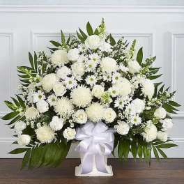 White Floor Basket Arrangement