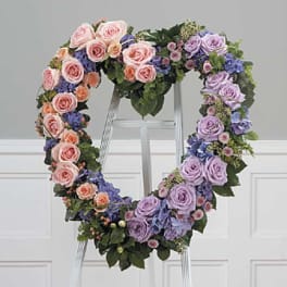 Triadic Heart in Lavender Orange and Green