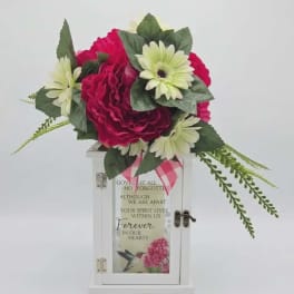 Forever In Our Hearts Lighted Lantern w/ Silk Floral