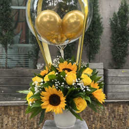 Arreglo de girasoles