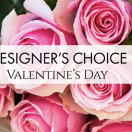 Pink roses with a Valentine's Day label