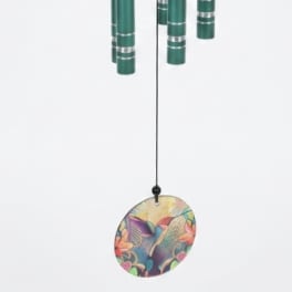 36" Teal Wind Chime w/ Glass Hummingbird Paddle